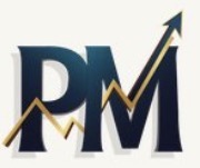 PM logo with rising financial line